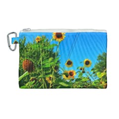 Bright Sunflowers Canvas Cosmetic Bag (large) by okhismakingart