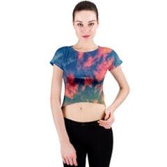 Brushstroke Skies Crew Neck Crop Top by okhismakingart