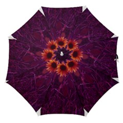 Purple Sunflower Straight Umbrellas by okhismakingart