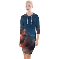 Favorite Clouds Quarter Sleeve Hood Bodycon Dress