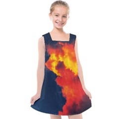 Ominous Clouds Kids  Cross Back Dress