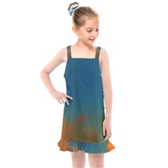 Orange And Blue Sky Kids  Overall Dress