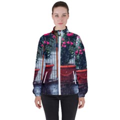 Rainy Day Women s High Neck Windbreaker by okhismakingart