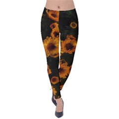 Yellow Flowers Velvet Leggings by okhismakingart