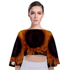 Single Sunflower Tie Back Butterfly Sleeve Chiffon Top