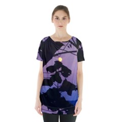 Moon And Catalpa Tree Skirt Hem Sports Top by okhismakingart