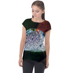 Rainbow Water Droplet Cap Sleeve High Low Top