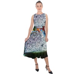 Rainbow Water Droplet Midi Tie-back Chiffon Dress