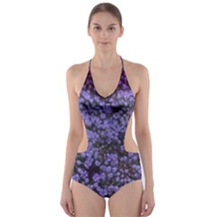 Blue Queen Anne s Lace Landscape Cut-out One Piece Swimsuit