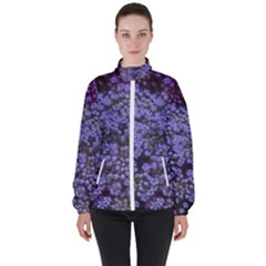 Blue Queen Anne s Lace Landscape Women s High Neck Windbreaker by okhismakingart