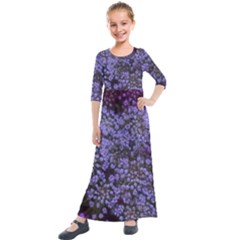 Blue Queen Anne s Lace Landscape Kids  Quarter Sleeve Maxi Dress