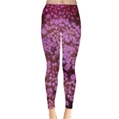 Pink Queen Anne s Lace Landscape Leggings  by okhismakingart