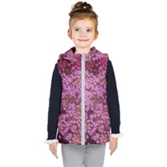 Pink Queen Anne s Lace Landscape Kids  Hooded Puffer Vest by okhismakingart