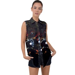 Moon Supernova Sleeveless Chiffon Button Shirt