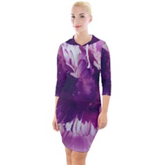 Blue Glowing Flowers Quarter Sleeve Hood Bodycon Dress