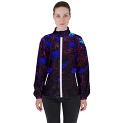 Red-edged Blue Sedum Women s High Neck Windbreaker by okhismakingart