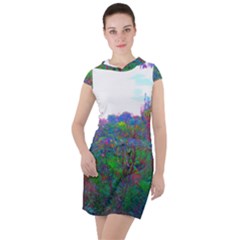 Neon Weeds Drawstring Hooded Dress by okhismakingart