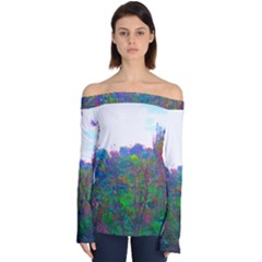 Neon Weeds Off Shoulder Long Sleeve Top