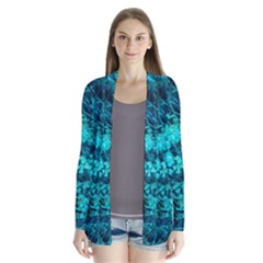 Blue-green Compound Flowers Drape Collar Cardigan by okhismakingart