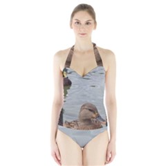 Framed Ducks Halter Swimsuit by okhismakingart