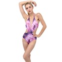 Pink Closing Queen Annes Lace Plunging Cut Out Swimsuit View1