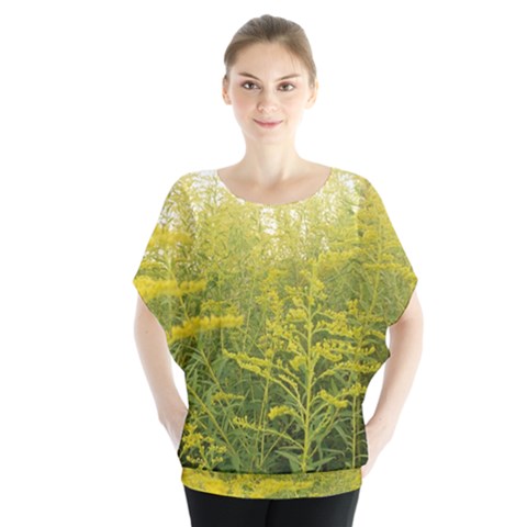 Yellow Goldenrod Batwing Chiffon Blouse by okhismakingart