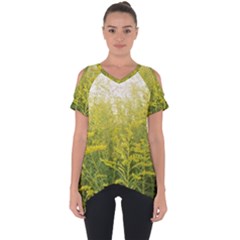 Yellow Goldenrod Cut Out Side Drop Tee by okhismakingart