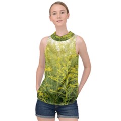 Yellow Goldenrod High Neck Satin Top by okhismakingart