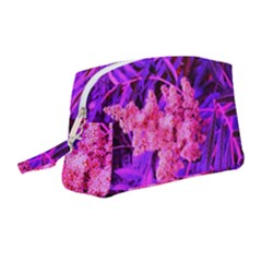 Pink And Blue Sideways Sumac Wristlet Pouch Bag (medium) by okhismakingart