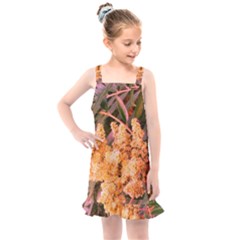 Pale Yellow And Green Sideways Sumac Kids  Overall Dress by okhismakingart