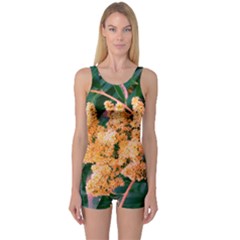 Green And Gold Sideways Sumac One Piece Boyleg Swimsuit by okhismakingart