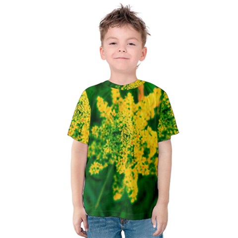 Yellow Sumac Bloom Kids  Cotton Tee by okhismakingart