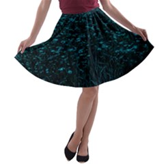 Dark Green Queen Anne s Lace Hillside A-line Skater Skirt by okhismakingart