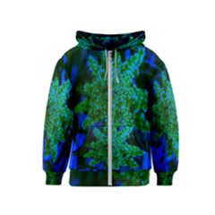 Blue And Green Sumac Bloom Kids  Zipper Hoodie by okhismakingart