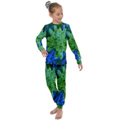 Lime Green Sumac Bloom Kids  Long Sleeve Set 