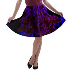 Maroon And Blue Sumac Bloom A-line Skater Skirt by okhismakingart