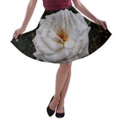 White Smooth Rose A-line Skater Skirt by okhismakingart