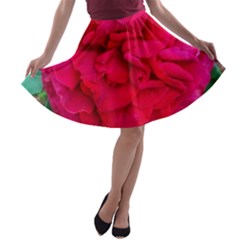 Folded Red Rose A-line Skater Skirt by okhismakingart