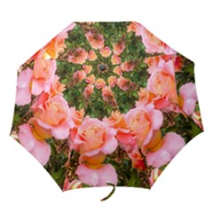 Pink Rose Field Folding Umbrellas by okhismakingart