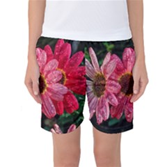 Three Dripping Flowers Women s Basketball Shorts by okhismakingart