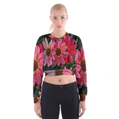 Three Dripping Flowers Cropped Sweatshirt by okhismakingart