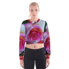 Spiral Rose Cropped Sweatshirt by okhismakingart