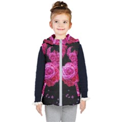 Bunches Of Roses (close Up) Kids  Hooded Puffer Vest by okhismakingart