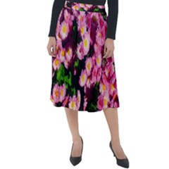 Pink Flower Bushes Classic Velour Midi Skirt 