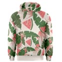 Tropical Watermelon Leaves Pink and green jungle leaves retro Hawaiian style Men s Pullover Hoodie View1