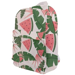 Tropical Watermelon Leaves Pink And Green Jungle Leaves Retro Hawaiian Style Classic Backpack by genx