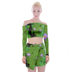 Lily Pond Off Shoulder Top With Mini Skirt Set by okhismakingart