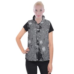 Black And White Lily Pond Women s Button Up Vest by okhismakingart