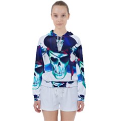 Skull Pirates Symbol Skeleton Women s Tie Up Sweat by Sudhe