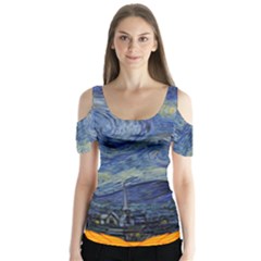 The Starry Night Starry Night Over The Rhne Pain Butterfly Sleeve Cutout Tee 